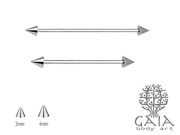 Barbell Transversal Aço Cirúrgico Spikes