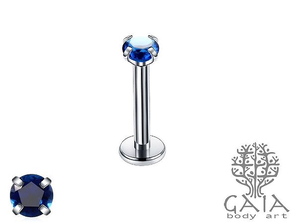 Labret Garras Zircônia Redonda Azul Royal