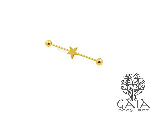 Barbell Transversal Dourado Estrela