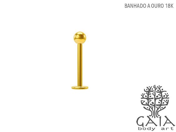 Labret Dourado Banhado a Ouro Esfera