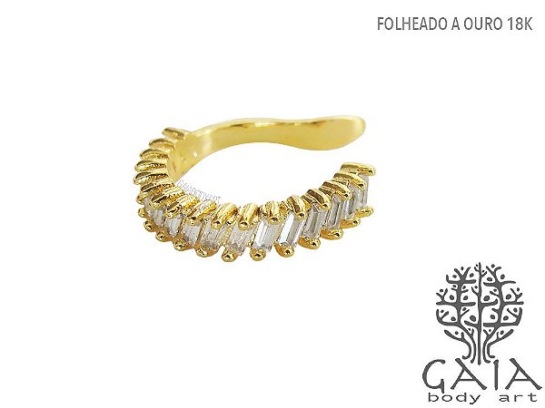 Earcuff Dourado Zircônias Amber