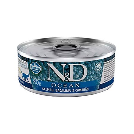 N&D Ocean para Gatos sabor Salmão, Bacalhau e Camarão 80g