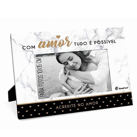 Porta Retrato 10x15 Com Amor Tudo É Possível Brasfoot - FotoGift -  Papelaria Fotografia e Presentes