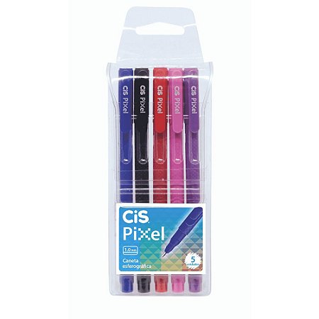 Caneta Esferográfica Pixel Cis Kit com 5 Cores 1.0