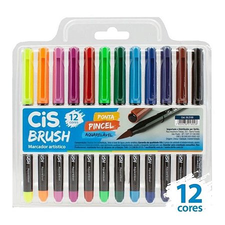 Caneta Brush Cis Kit com 12 Cores