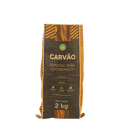 Carvão vegetal especial para churrasco, pacote com 2kg.