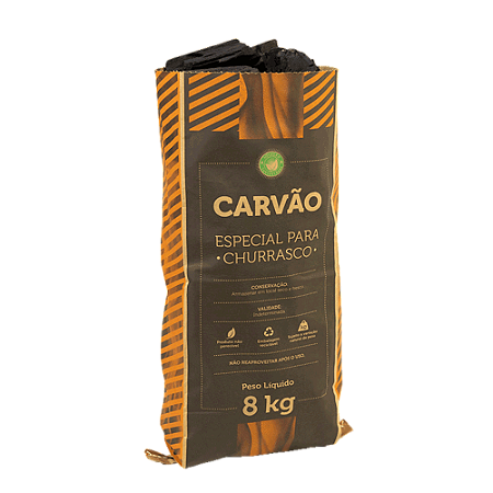 Carvão vegetal especial para churrasco, pacote com 8 kg