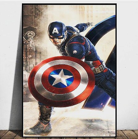 Quadro Decorativo Capitão América com Escudo