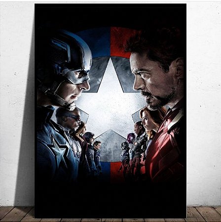 Quadro Decorativo Capitão América Contra Homem de Ferro