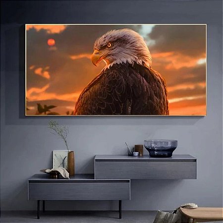Quadro Decorativo para Sala de Estar Escritório e Quarto Águia ao Por do Sol