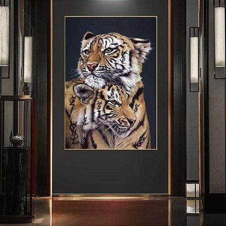 Quadro Decorativo Tigre com Namorada