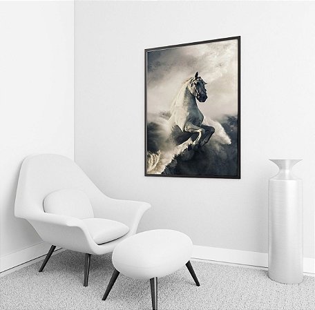 Quadro Decorativo para Sala e Escritório Cavalo Branco