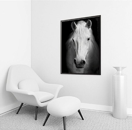 Quadro Decorativo para Sala, Escritório e Quarto Cavalo Branco