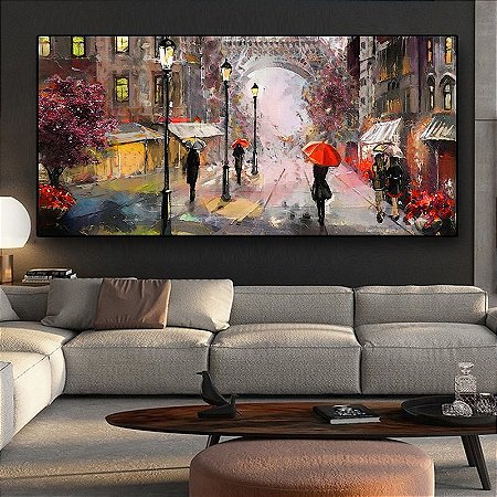 Quadro Decorativo Sala de Estar Pintura Caminhando na Rua