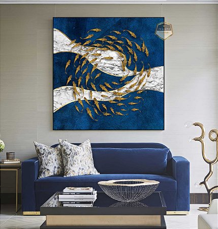 Quadro Decorativo Sala de Estar Pintura Peixinhos