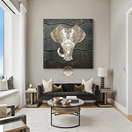 Quadro Decorativo Sala de Estar Pintura Elefante
