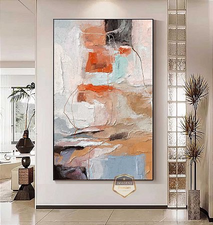 Quadro Decorativo Sala de Estar Pintura Abstrato