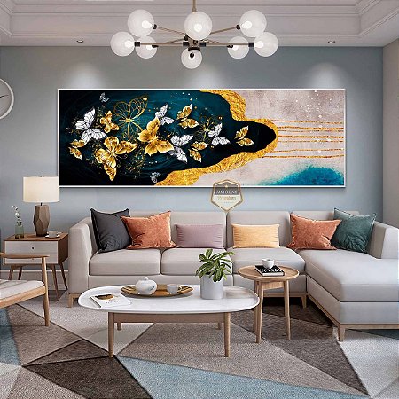 Quadro Decorativo Sala de Estar Pintura Borboletas