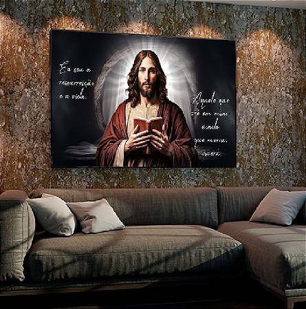 Quadro Decorativo Sala de Estar Pintura Jesus