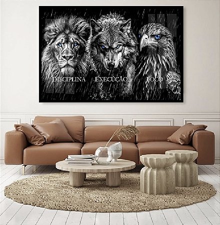 Quadro Decorativo Sala de Estar Pintura Leão