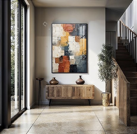 Quadro Decorativo Sala de Estar Pintura Abstrato