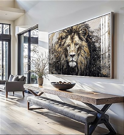Quadro Decorativo Sala de Estar Pintura Leão