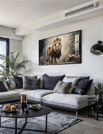 Quadro Decorativo Sala de Estar Pintura Leão