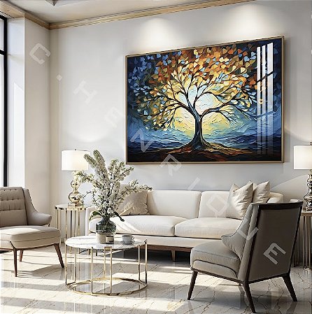 Quadro Decorativo Sala de Estar Pintura Árvore