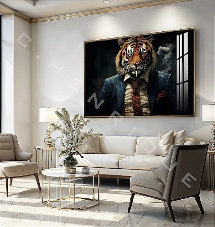Quadro Decorativo Sala de Estar Pintura Tigre