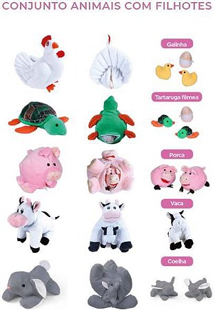 CONJUNTO DE ANIMAIS COM FILHOTES