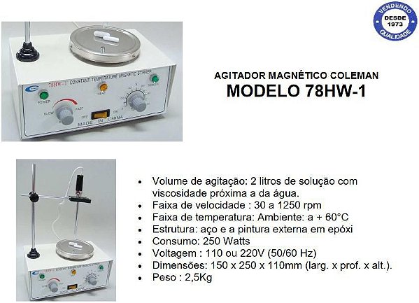 AGITADOR MAGNÉTICO COLEMAN MODELO:78HW-1