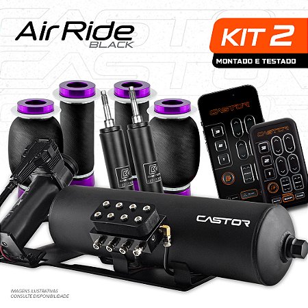 KIT 2 / AirRide Black + Cilindro de Alumínio + Montado e Testado - 8mm