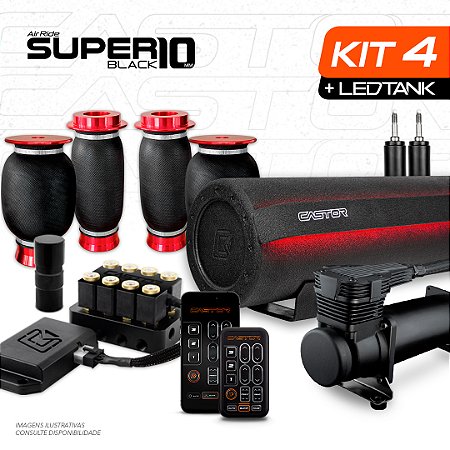 KIT 4 / AirRide Super Black 10 + Compressor 585xc + LED Tank