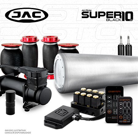 KIT 4 AirRide Super Black 10 + FlatTank + Compressor 585xc | Jac