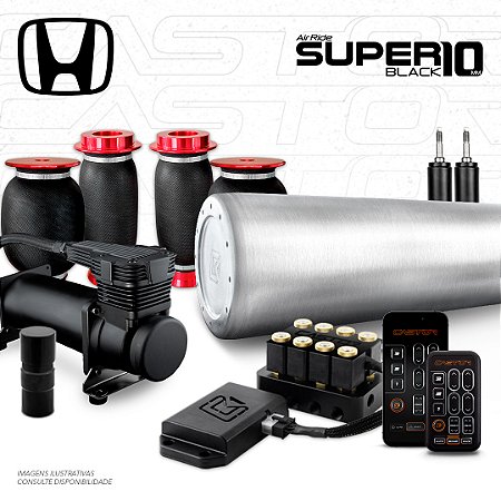 KIT 4 AirRide Super Black 10 + FlatTank + Compressor 585xc | Honda