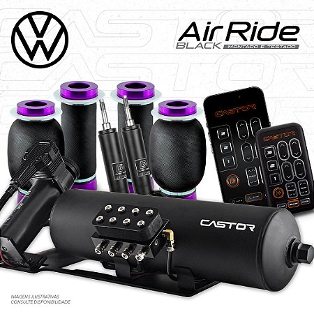 KIT 2 / AirRide Black + Montado e Testado + Cilindro de Alumínio - 8mm | Volkswagen