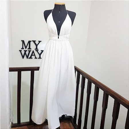 vestido branco longo fenda