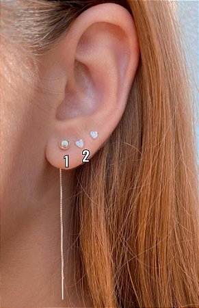 Brinco coração em zircônia 3x3mm