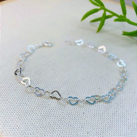 Pulseira corações em elos
