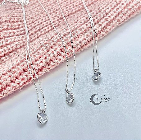 Colar ponto de luz coração 45cm