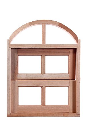 Vitro basculante 1 secção em madeira quadriculado arco p. cedro cx. 14