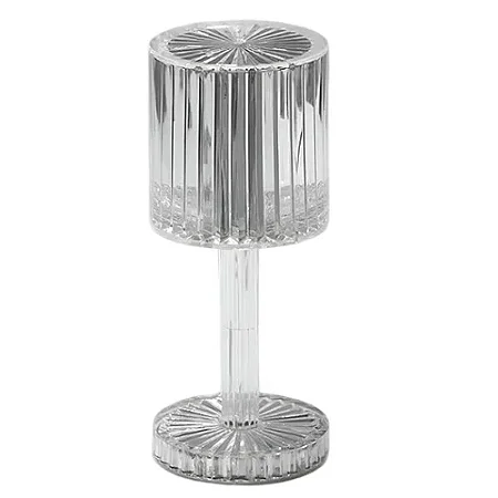 Luminária Crystal Luxe LED – Abajur Acrílico Transparente Recarregável Touch