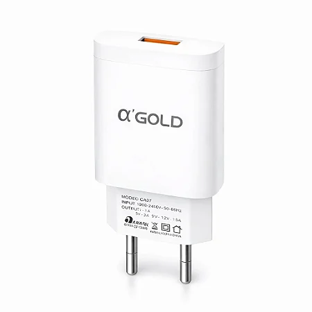 Carregador de Parede α’GOLD Fast Energy 3.1A com Cabo USB V8