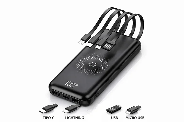 Lúmen+ Power Bank 20.000mAh Universal com Indução e 4 Cabos Integrados