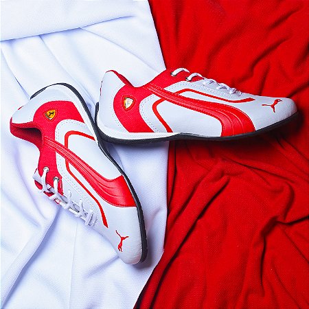 Tênis masculino Puma Ferrari New Branco Vermelho