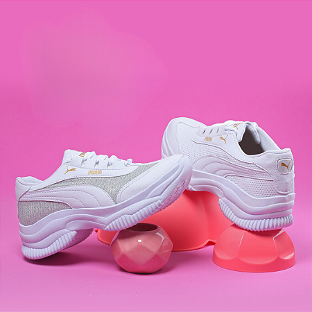 Kit 2 Tênis Puma Feminino Plataforma Branco Gliter e Branco Furado