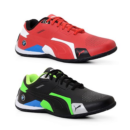 Kit 2 Tênis Puma Bmw Future Vermelho e Preto Verde