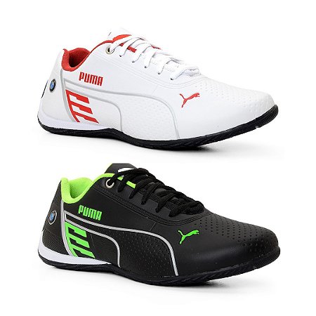 Kit 2 Tênis Puma Bmw Preto Verde e Branco Vermelho