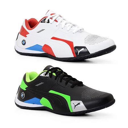 Kit 2 Tênis Puma Bmw Future Preto Verde e Branco Vermelho