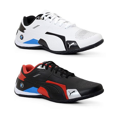 Kit 2 Tênis Puma Bmw Future Preto Vermelho e Branco Preto